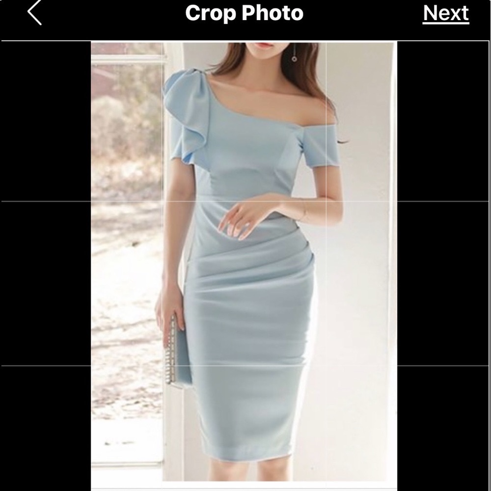 Misslook light blue off shoulder lined dress, NWT